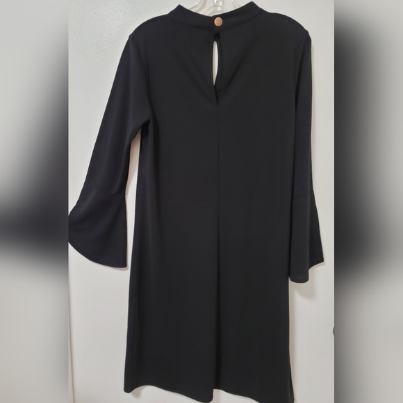 Ann Taylor Black Long Bell Sleeve Jersey Shift Dress Size Small Stretch - Picture 10 of 14